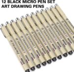 Muchcute Micro Fineliner Drawing Art Pens: 12 Black - Image 6
