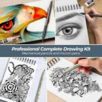 Nicpro 58PCS Art Drawing Supplies Kit in Leather Case - Image 2